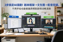 3步搞定AI漫剧！剧本框架→文生图→配音剪辑，不用手绘也能做画质精致剧情流畅漫剧-臭虾米项目网