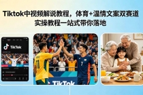 Tiktok中视频解说教程，体育+温情文案双赛道实操教程一站式带你落地-臭虾米项目网