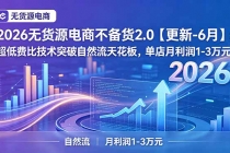 2026无货源电商不备货2.0【更新-6月】：超低费比技术突破自然流天花板，单店月利润1-3万元-臭虾米项目网