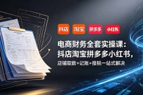 电商财务全套实操课：抖店淘宝拼多多小红书，店铺取数+记账+报税一站式解决-臭虾米项目网