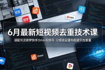 6月最新短视频去重技术课，适配可灵即梦快手Omni视频号，分镜底层重构规避平台查重-臭虾米项目网