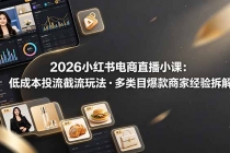 2026小红书电商直播小课，低成本投流截流玩法，多类目爆款商家经验完整拆解教学-臭虾米项目网