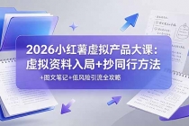 2026小红薯虚拟产品大课：虚拟资料入局+抄同行方法+图文笔记+低风险引流全攻略-臭虾米项目网