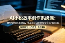 AI小说故事创作系统课：10分钟极速出爆文，零基础小白也能轻松实现内容变现-臭虾米项目网