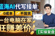 蓝海AI代写接单：0成本不囤货，一台电脑在家狂赚差价【实操复盘】-臭虾米项目网