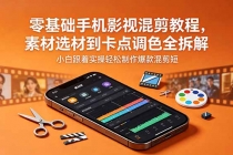 零基础手机影视混剪教程，素材选材到卡点调色全拆解，小白跟着实操轻松制作爆款混剪短片-臭虾米项目网