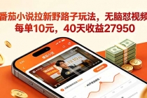 番茄小说拉新野路子玩法，无脑怼视频，每单10元，40天收益27950-臭虾米项目网
