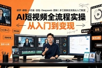 AI短视频全流程实操：即梦·蝉镜·小云雀·豆包·Deepseek·剪映｜多工具联合实操从入门到变现-臭虾米项目网
