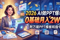 2026 AI做PPT爆单,0基础月入2W,附万能PPT模板和指令-臭虾米项目网