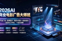 2026AI商业电影广告大师班：产品广告·品牌短片·电影AI短片·配音音乐·自动化工作流，一站式掌握-臭虾米项目网