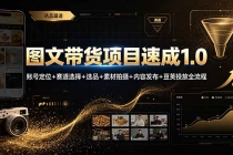 图文带货项目速成1.0：账号定位+赛道选择+选品+素材拍摄+内容发布+豆荚投放全流程-臭虾米项目网