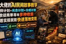某大佬的AI民间故事教学，伙伴计划+光合计划+分成计划+收徒商单等多种收益，跟着实操就能快速落地变现-臭虾米项目网