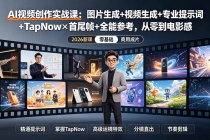 AI视频创作实战课:图片生成+视频生成+专业提示词+TapNow×首尾帧+全能参考,从零到电影感成片-臭虾米项目网