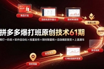 拼多多爆打班原创技术61期:爆打一阶段×软件自动化×批量发布×限时限量购×自动搬款裂变×上直通车-臭虾米项目网