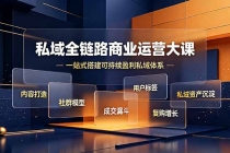 私域全链路商业运营大课，内容打造社群模型成交漏斗，一站式搭建可持续盈利私域体系-臭虾米项目网