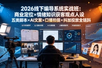 2026线下编导系统实战班:商业定位×情绪知识获客观点人设五类脚本×AI文案×口播拍摄×抖加投放全链路-臭虾米项目网