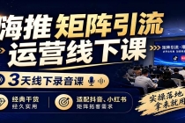 嗨推矩阵引流运营线下课,3天线下录音课,经典干货经久实用,适配抖音、小红书矩阵拓客需求-臭虾米项目网