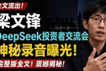 全文流出梁文锋DeepSeek投资者交流会神秘录音曝光，感兴趣的抓紧看-臭虾米项目网