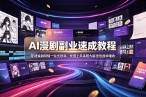 AI漫剧副业速成教程,取材编剧剪辑一站式教学;快速上手实现内容变现接单增收-臭虾米项目网