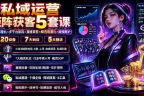 私域运营矩阵获客5套课:小红书量化×多平台截流×直播获客×绿泡泡量化×短视频IP×20设备×7大玩法-臭虾米项目网