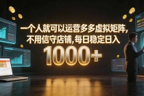 一个人就可以运营多多虚拟矩阵,不用值守店铺,每日稳定日入 1000+-臭虾米项目网