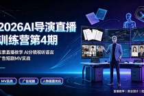 2026AI导演直播训练营第4期,实景直播教学AI分镜视听语言,广告短剧MV实战,解决人物画面崩坏痛点-臭虾米项目网