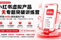小红书虚拟产品7天专题突破训练营，如何用skills原创虚拟产品，用Skil搭建一套从选题、内容、产品到交付的个人生产线-臭虾米项目网