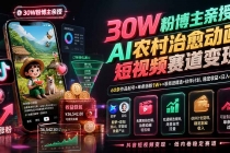 30W粉博主亲授AI农村治愈动画短视频赛道变现:60条作品起号×单条涨粉1W+×极易进精选+伙伴计划,稳定收益×日入400+-臭虾米项目网