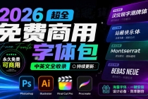 2026超全免费商用字体包字体中英文，涵盖ps/ai/fcpx/procreate 字库-臭虾米项目网