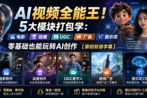AI视频全能王！5大模块打包学：电影、动画、UGC、广告、提示词，零基础也能玩转AI创作【原创双语字幕】-臭虾米项目网