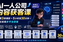 AI一人公司内容获客课-更新8月:日更3条爆款×5小时变30分钟×AI员工自动打工,轻松实现多平台获客-臭虾米项目网