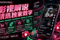 影视解说精选独家教学：快速剪辑落地×增量流量破局×大佬内部高阶玩法×零基础快速入局×单日收益1K+-臭虾米项目网