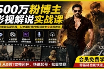 500万粉博主影视解说实战课｜独家爆款私藏思路，AI文案剪映PR剪辑发布全流程教学-臭虾米项目网